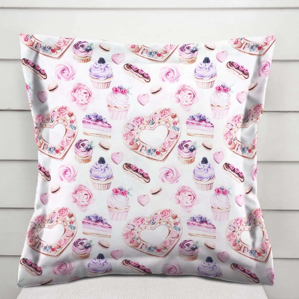 Biante Dekoračná obliečka na vankúš s lemom PML-037 Ružová cukráreň 45 x 45 cm