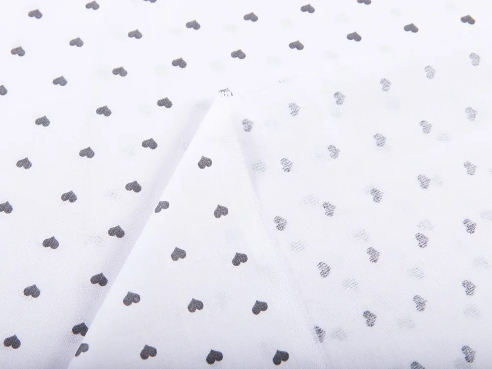 Biante Detský bavlnený záves Sandra SA-265 Tmavo sivé srdiečka na bielom 130x160 cm