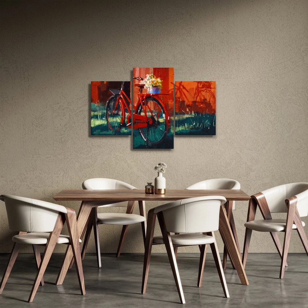 Obraz červeného kolesa, akrylová maľba (90x60 cm)