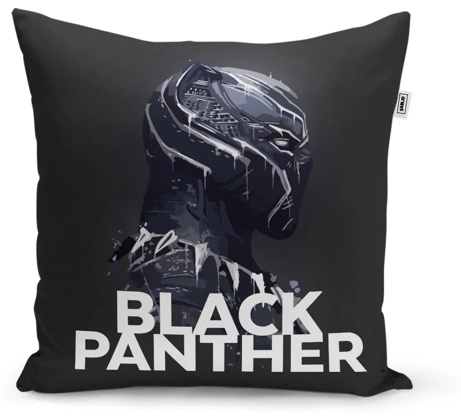 Sablio Vankúš BLACK PANTHER z profilu Čierny - 40x40 cm
