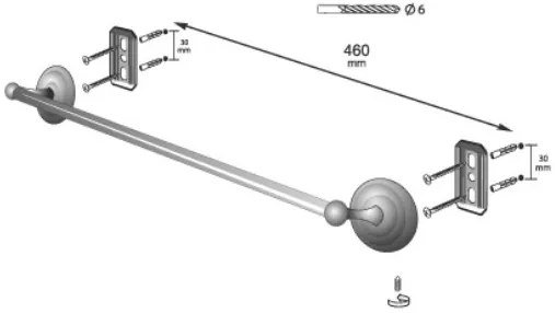 Erga Deco, 1-ramenný držiak na uteráky 610 mm, antická mosadz, ERG-00409