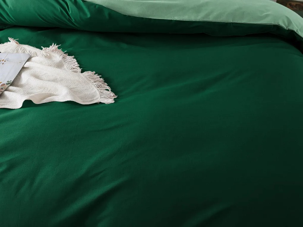 XPOSE® Francúzske bavlnené Renforcé obliečky EVITA DUO - tmavo zelené/svetlo zelené