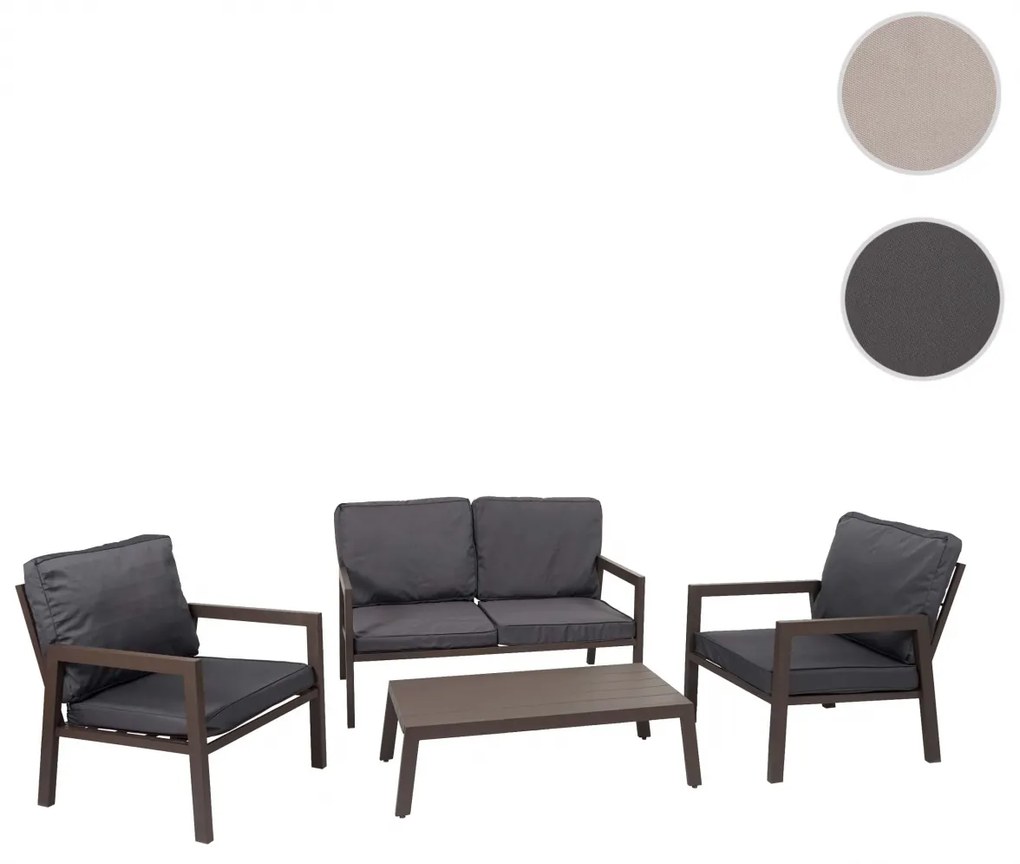 Záhradná súprava 2 kresiel, lavice a stolíka HWC-L64 - sivý poťah