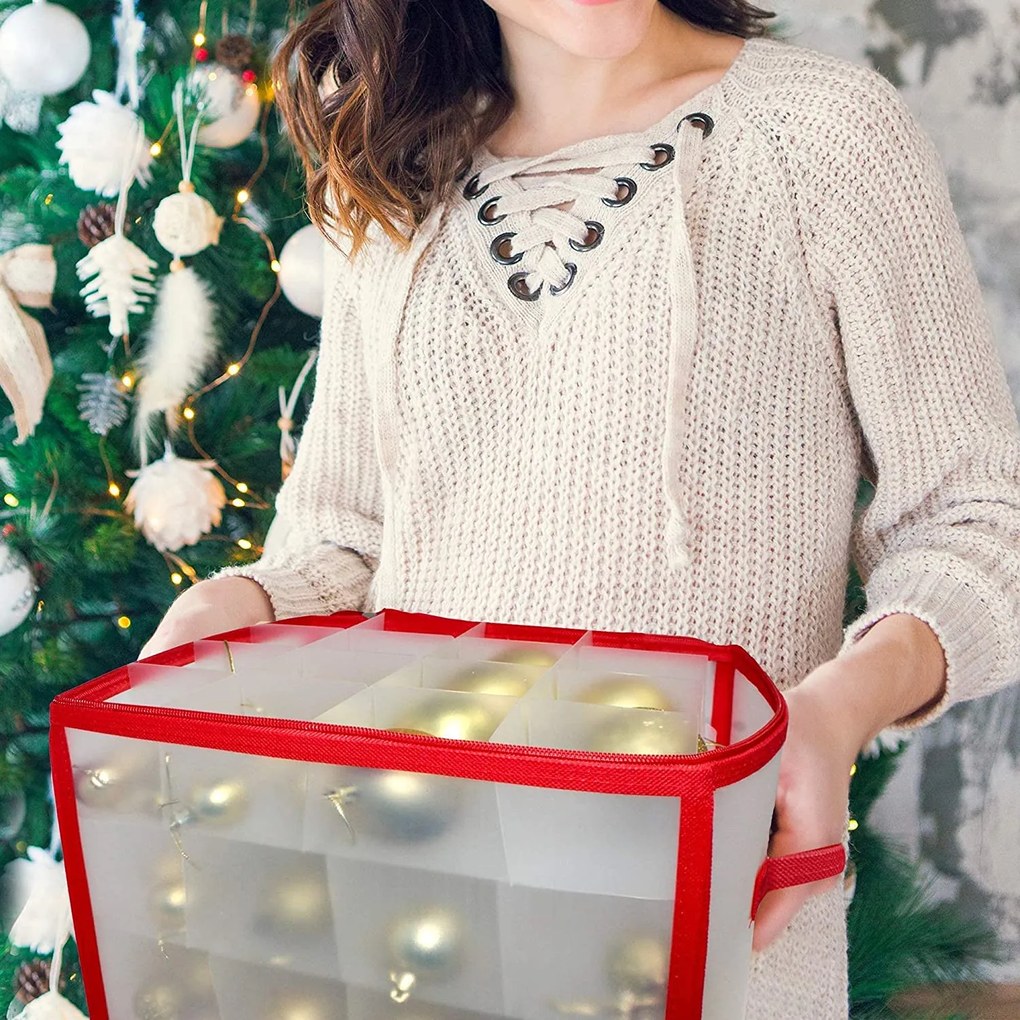 Vianočný úložný box na banky, gule a vianočné ozdoby, na 64 kusov