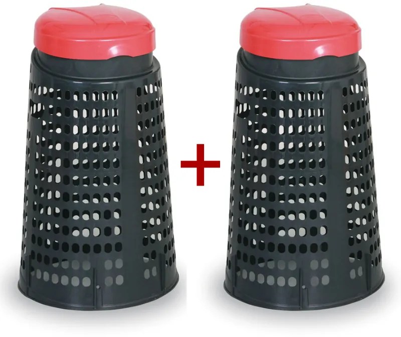 Odpadkový kôš plastový na vrecia 120 L - 1+1 ZADARMO čierny, červená