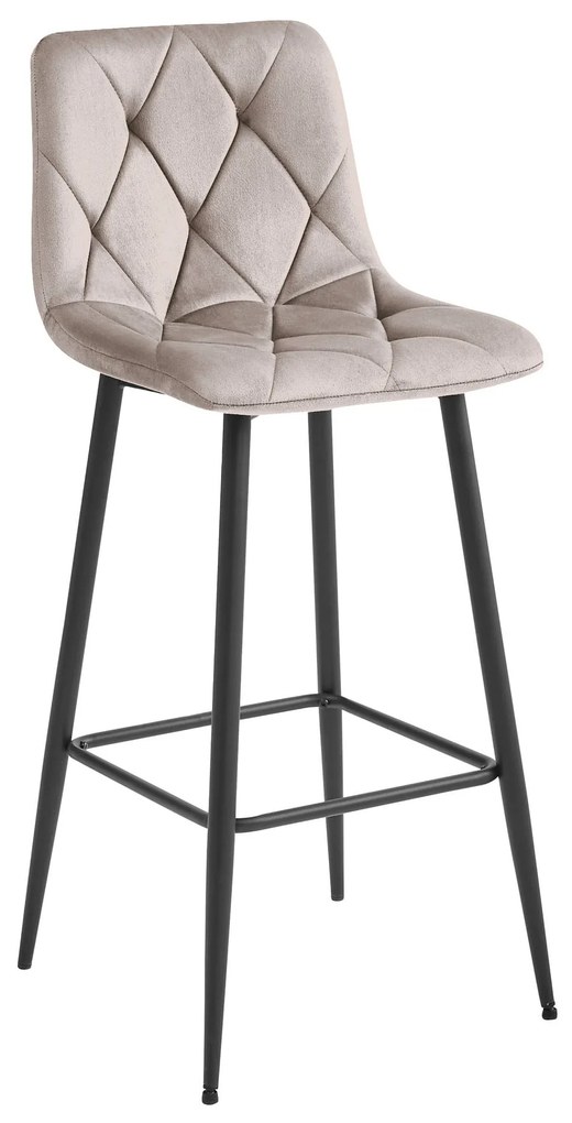 Tmavobéžová barová stolička NADO VELVET s čiernymi nohami