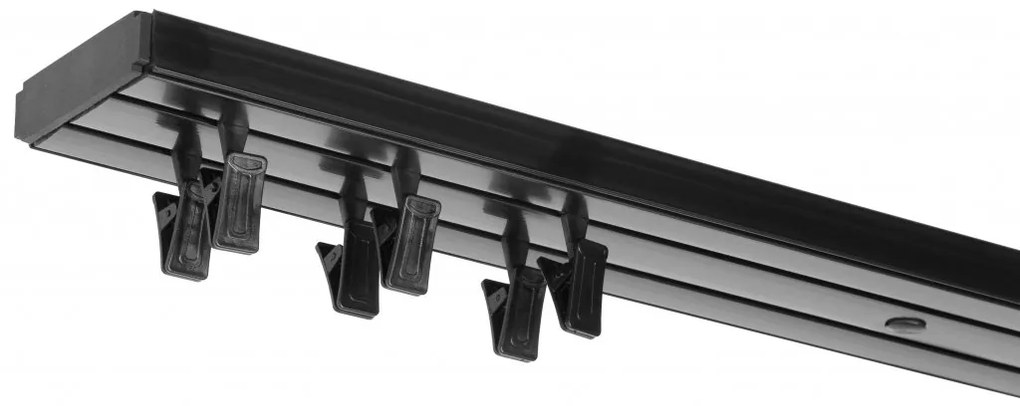 Dekodum PVC stropná lišta dvojitá čierna Dĺžka koľajnice (cm): 140, Typ prichytenia: Žabky