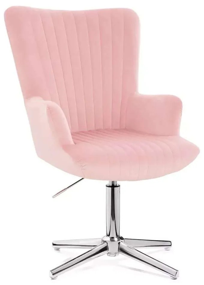 LuxuryForm DESIGN Kreslo AMADEO VELUR na striebornom kríži - ružové