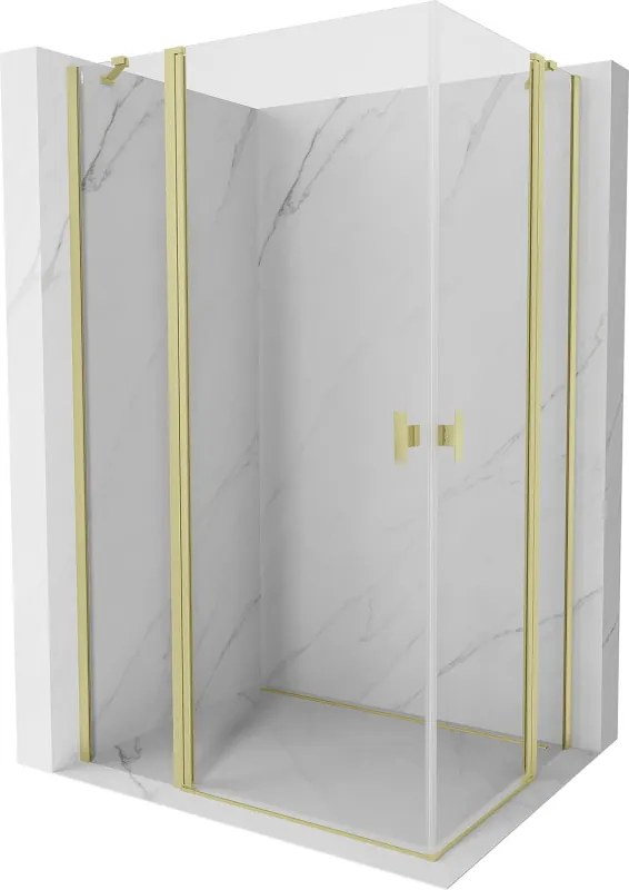 Mexen, Mexen Mist Duo výklopný sprchový kút 115 x 75 cm, transparentný, brúsené zlato - 8A4-115-075-55-00