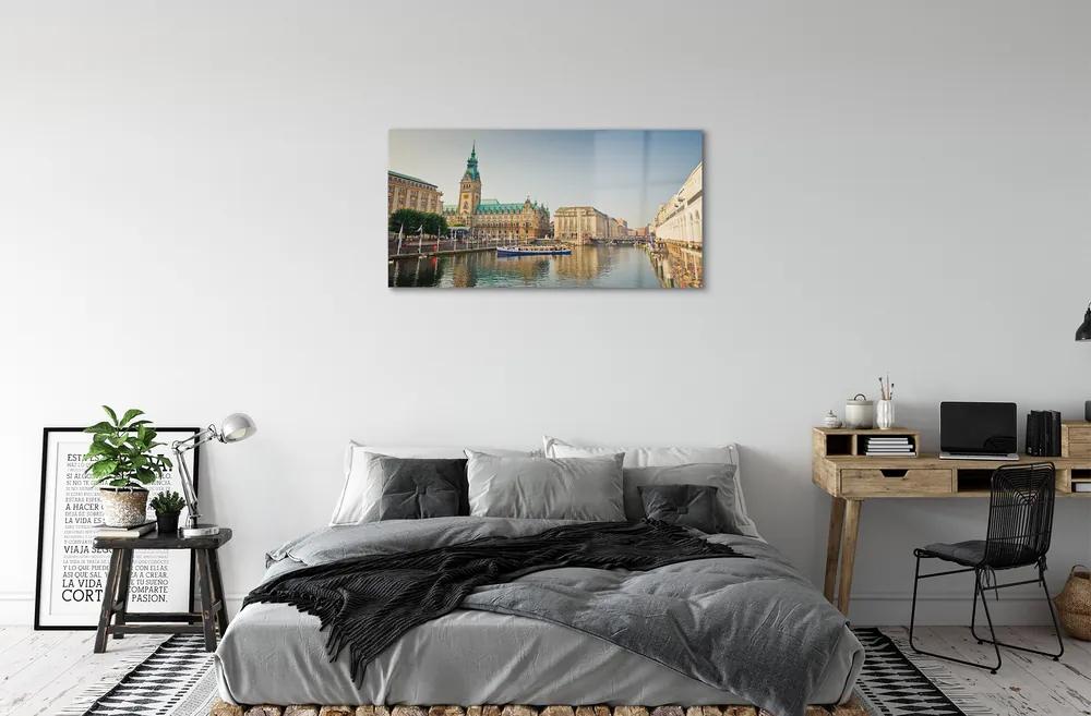 Obraz na akrylátovom skle Nemecko hamburg river katedrála 100x50 cm