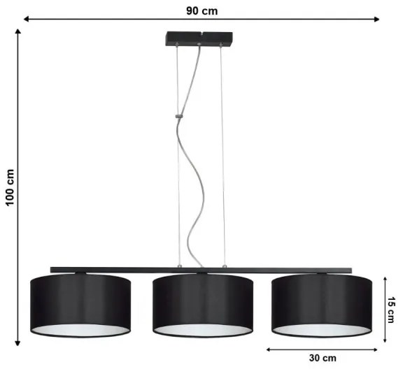 Luster na lanku ASTRA 3xE27/60W/230V čierna