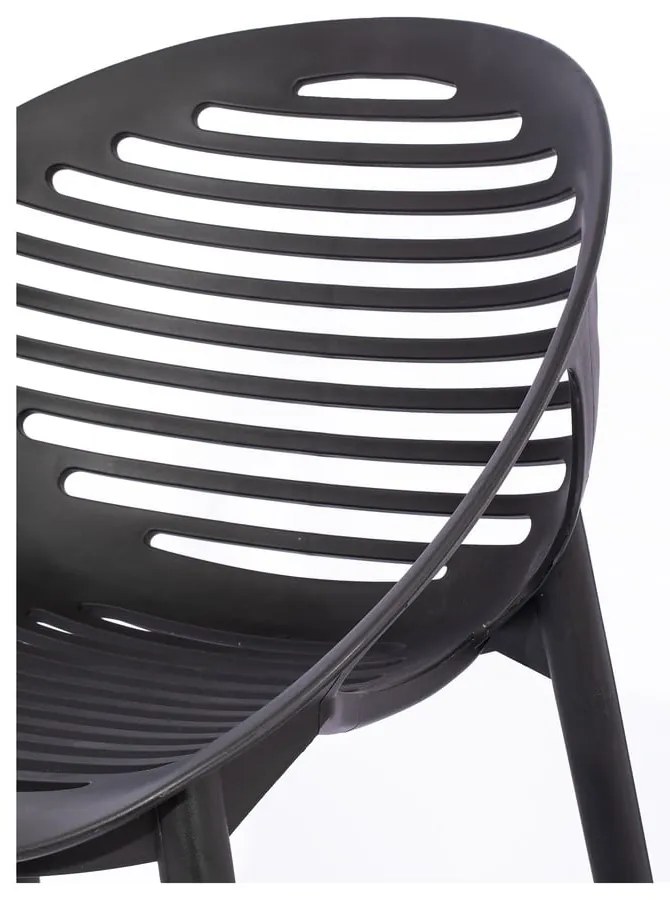 Záhradná jedálenská súprava pre 4 osoby s čiernou stoličkou Joanna a stolom Thor, 147 x 90 cm