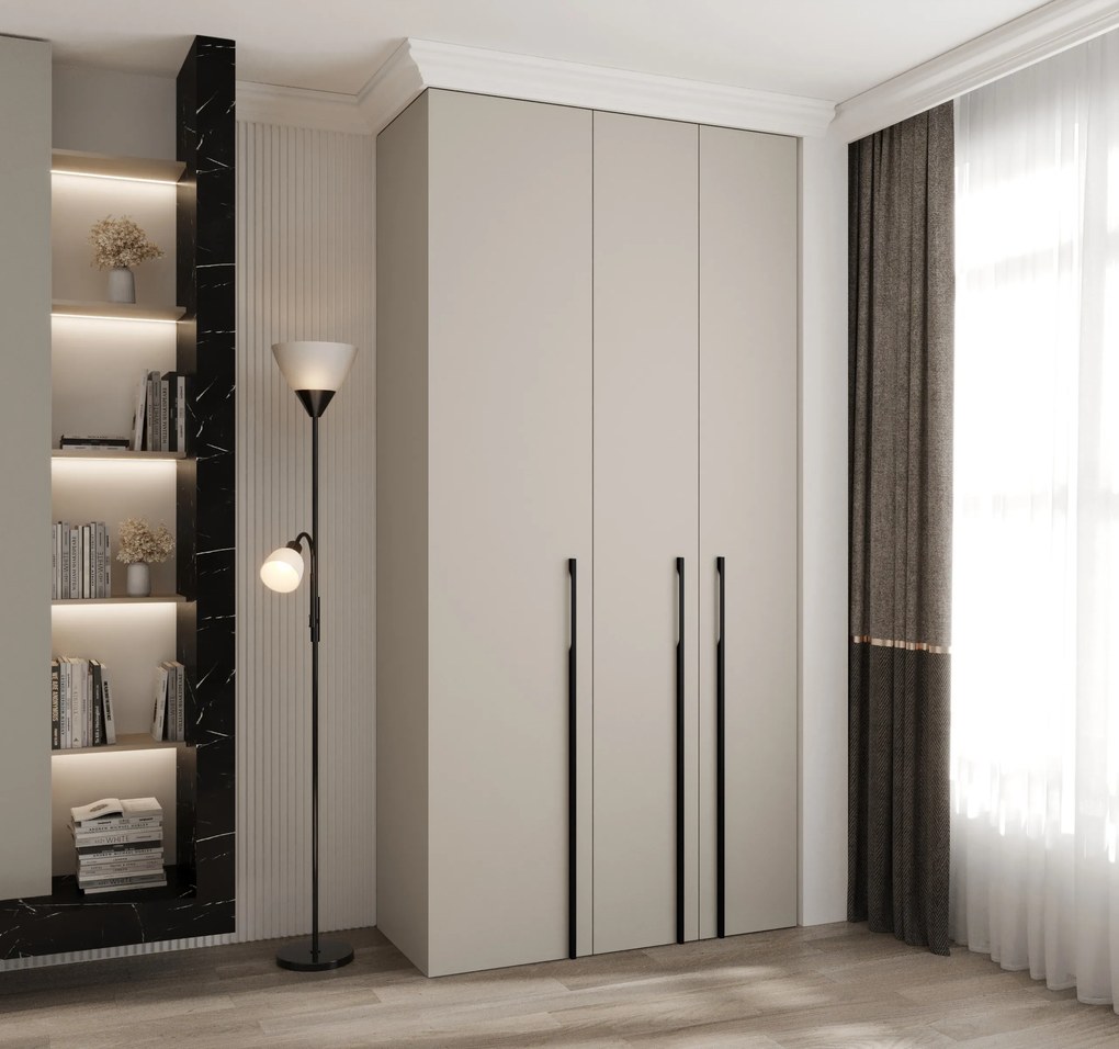 Šatníková skriňa 120 cm Carmela 40-3 (kašmír + čierna). Akcia -19%. Vlastná spoľahlivá doprava až k Vám domov. 1126599