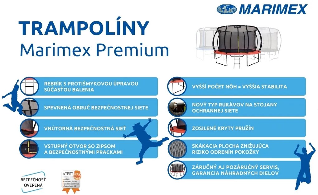 Marimex | Trampolína Marimex Premium 457 cm + vnútorná ochranná sieť + schodíky ZADARMO | 19000114