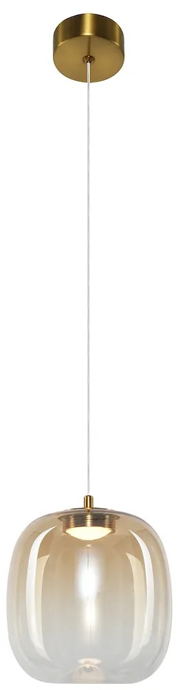 Závesné svietidlo Vaso, 1x jantárové sklenené tienidlo, (fi 15cm), g