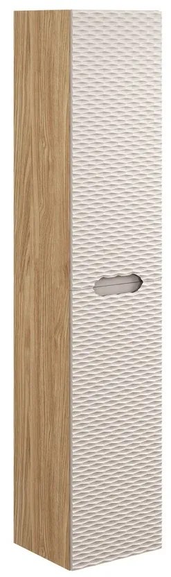 Vysoká závesná kúpeľňová skrinka Ocean 2D dub olejovaný/béžová