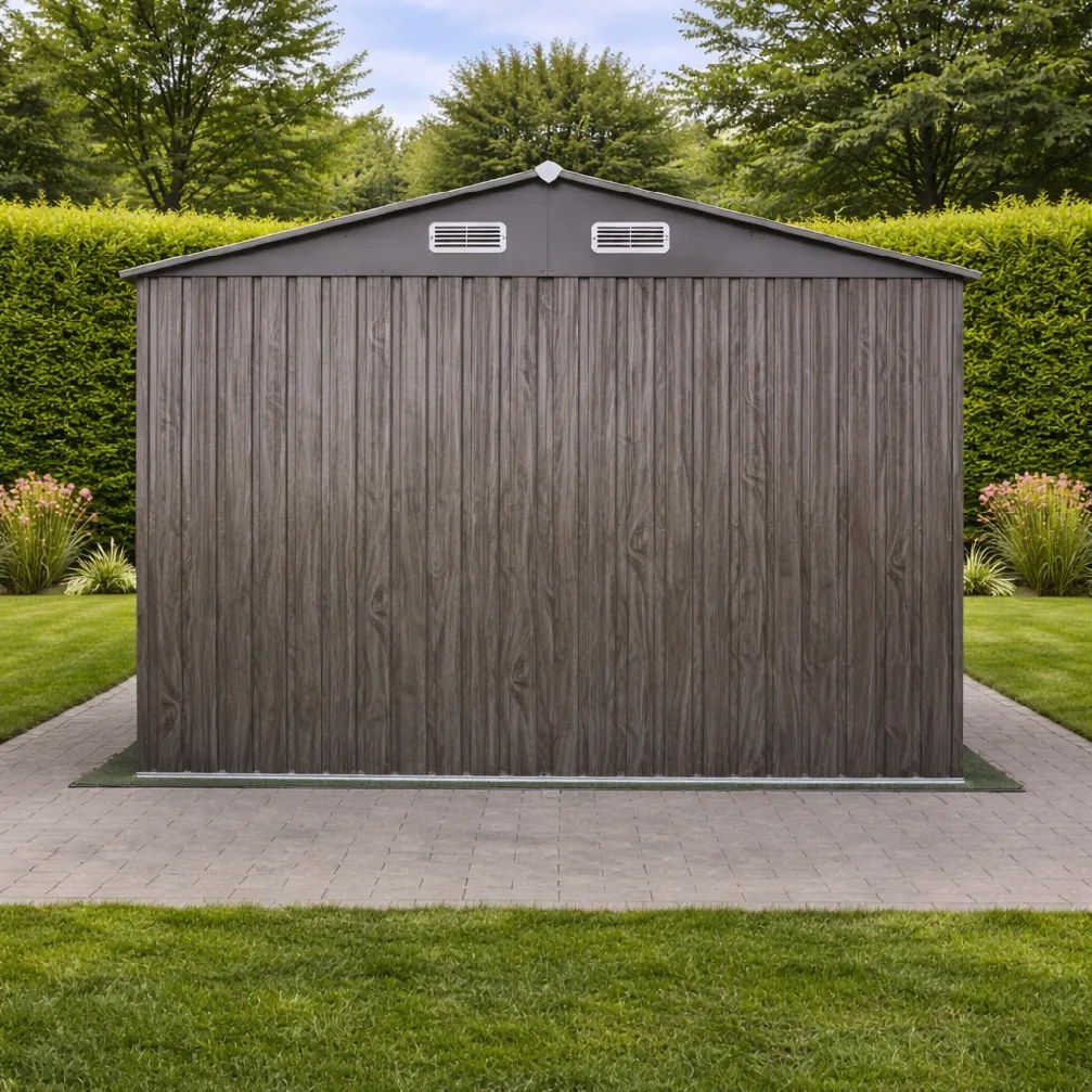 Záhradný domček BestBerg BBSH-1208WT / 10,1 m² / 389 x 260 x 202 cm / dekor tmavé drevo/taupe