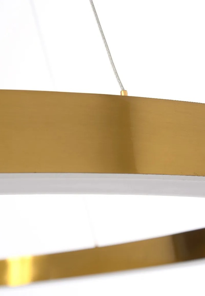 ZÁVĚSNÁ LAMPA KRUH LED XXL PRŮM.100 CM OCEL MOSAZ AKRYL.