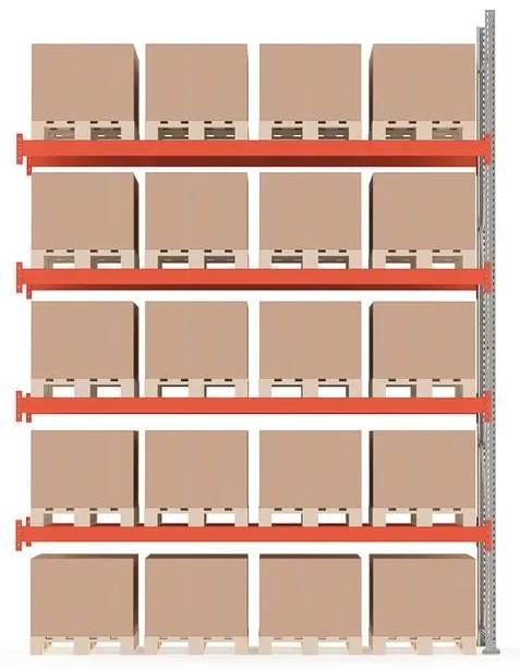 Paletový regál ULTIMATE, prídavná sekcia, 20 paliet, 5000x3600x1100 mm