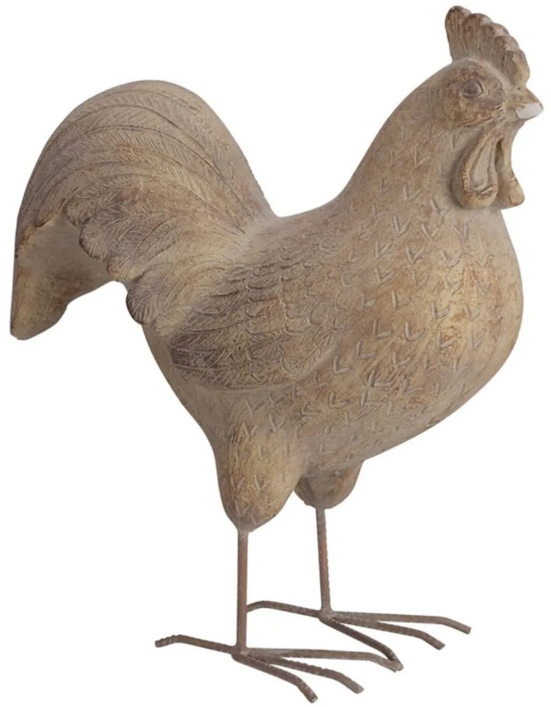 Záhradná figúrka z horčíkovej živice Chicken, 40 cm, béžová