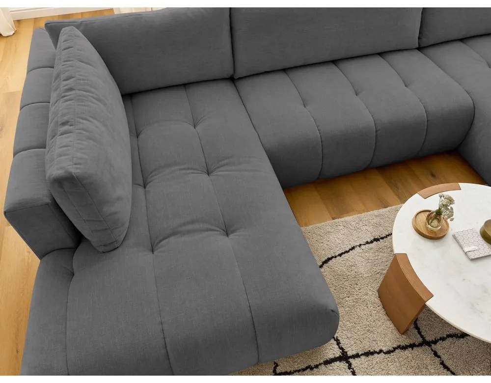 Tmavosivá rozkladacia/s úložným priestorom rohová pohovka (ľavý roh/do tvaru "U") Fuji – Bobochic Paris