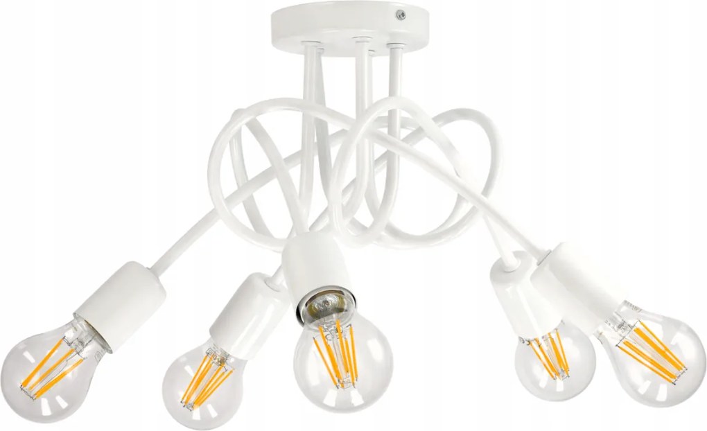BERGE Stropná závesná lampa LOFT - 5xE27 - BIELA