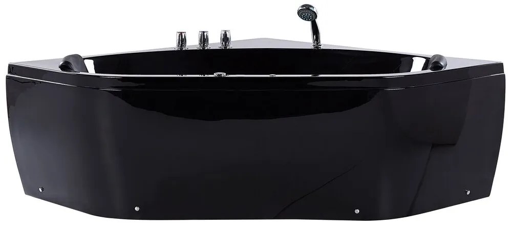 Vírivá rohová vaňa s LED osvetlením 140 x 140 cm čierna MEVES Beliani