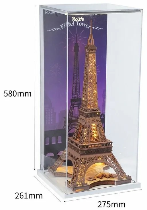 RoboTime 3D Drevené puzzle Rolife Noc Eiffelovej veže svietiace