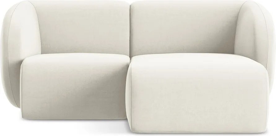 Béžová zamatová rohová pohovka (pravý roh/s leňoškou) Lani – Makamii