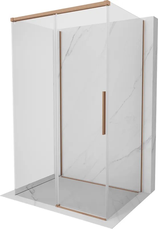 Mexen Rox-3S, 3-stenný sprchový kút 100 x 70 cm, 8mm číre sklo, medený profil, 8C2-100-070-65-00-3S