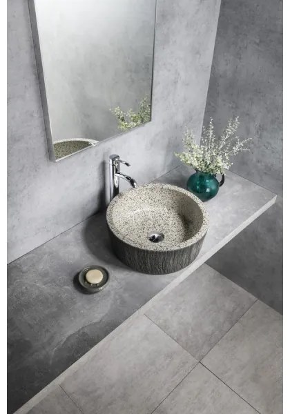 Sapho - Umývadlo na dosku PRIORI pr. 41 cm biela/šedá