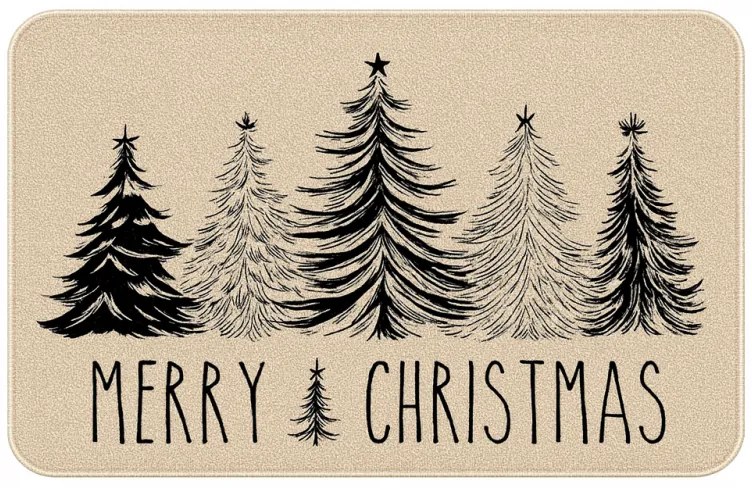 Vianočná rohožka BLACK FOREST 60x90 cm, béžová
