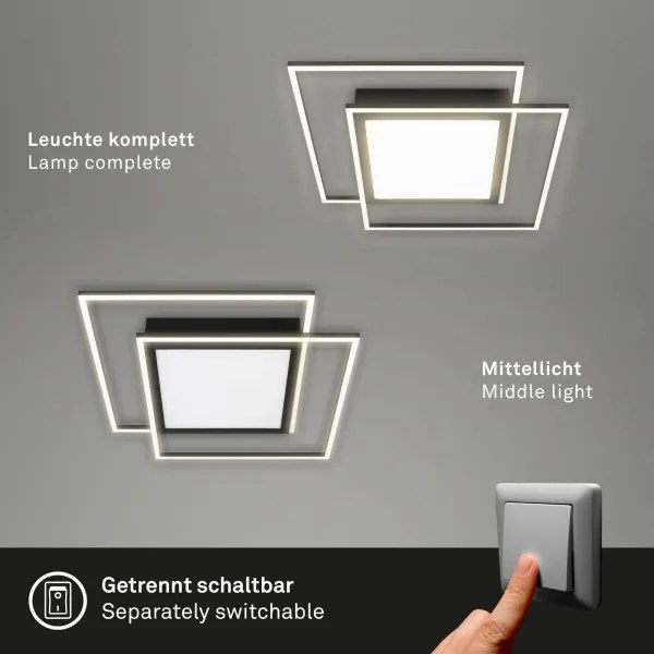 Brilo - LED stropné svietidlo 2xLED/16W/230V + LED/19W 51,5x51,5 cm čierna