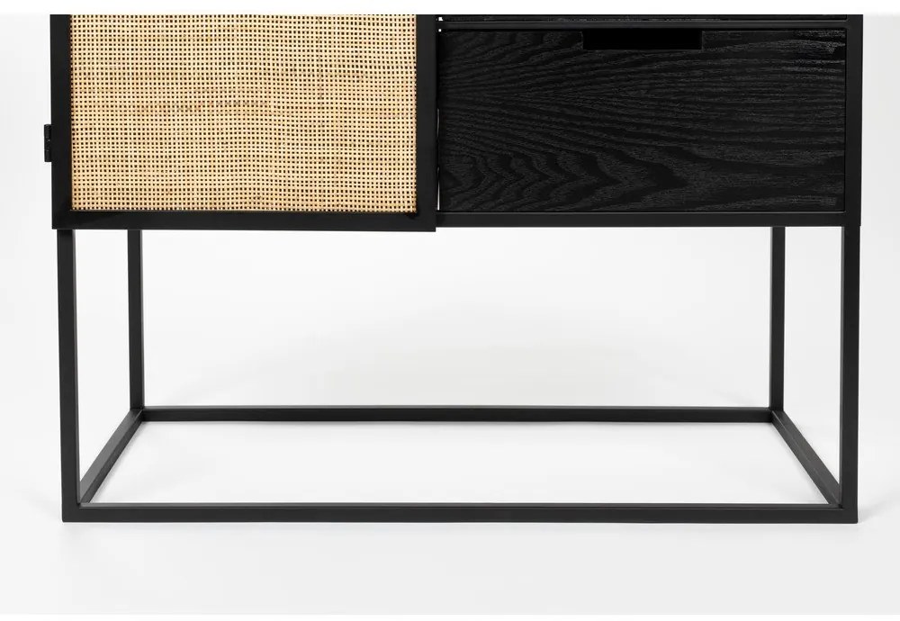 Čierna ratanová vinotéka na 16 fliaš, 80x175 cm Guuji - White Label