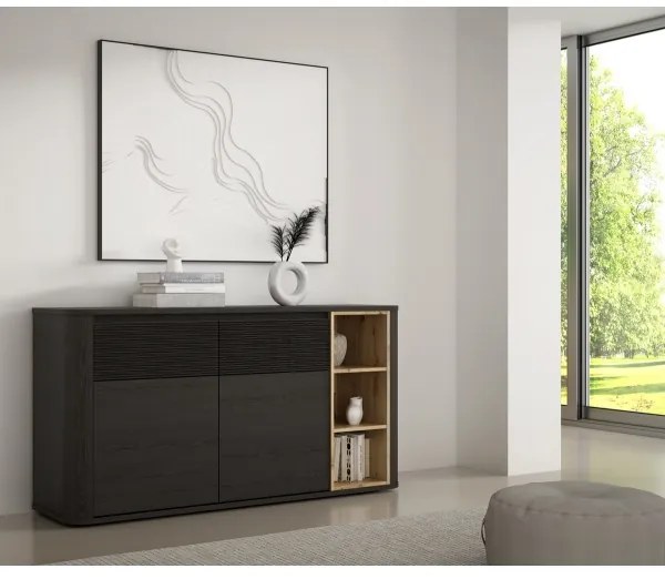 Komoda INAR čierna/dub