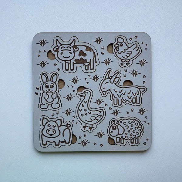 Drevené detské puzzle - Farma - Javor