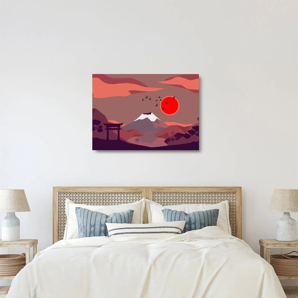 Sklenený obraz - Ilustrácie hory Fuji (70x50 cm)