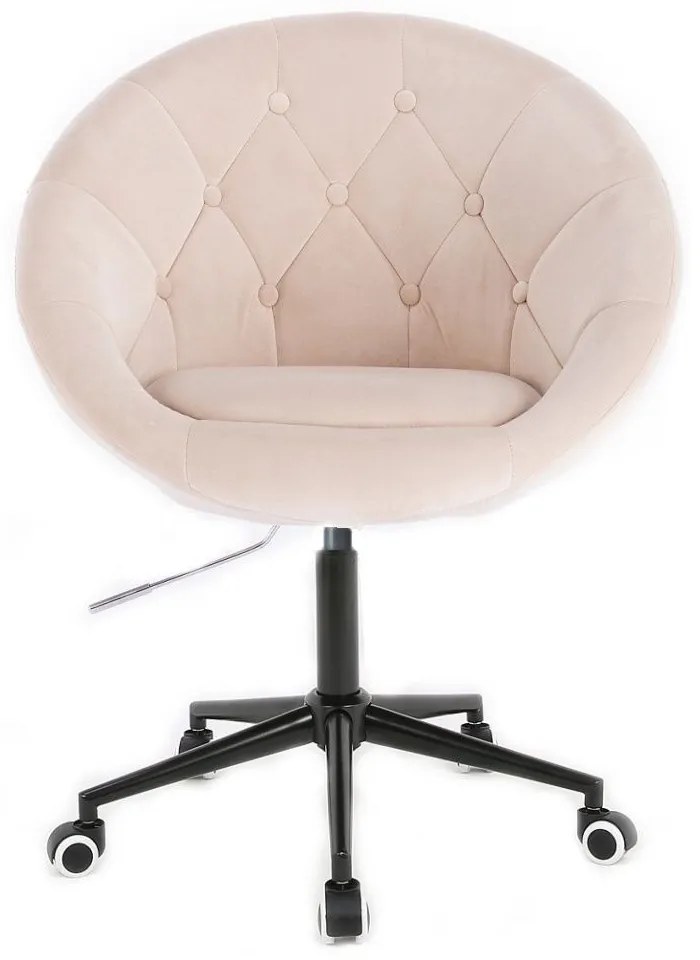 LuxuryForm DESIGN Kreslo VERA VELUR na čiernej podstave s kolieskami - krémové