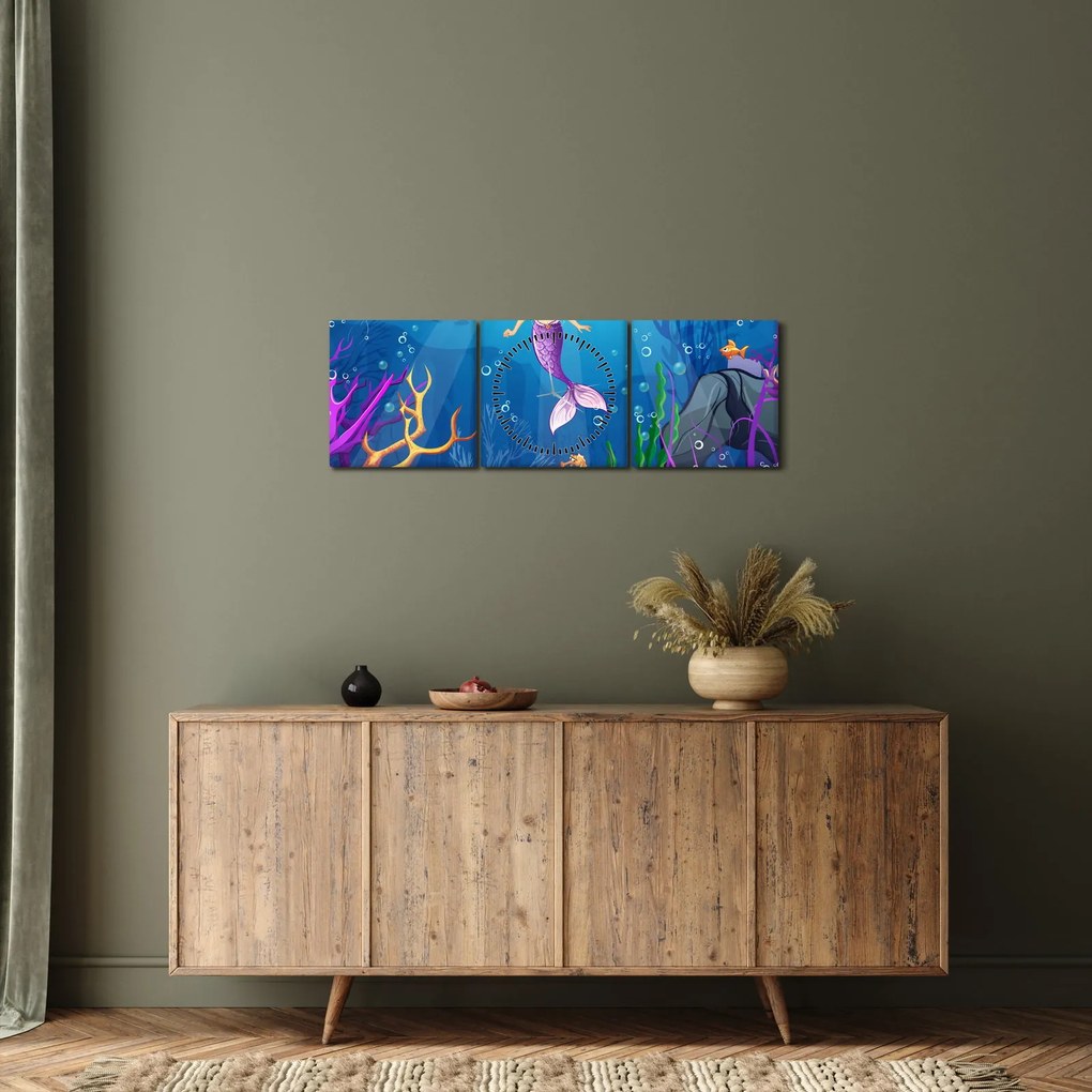 Obraz - Vodná víla (s hodinami) (90x30 cm)