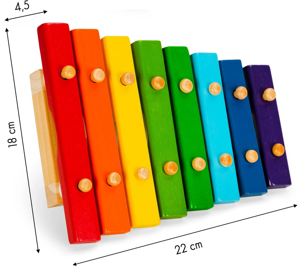 EcoToys Drevené farebné činely - 8 tónov