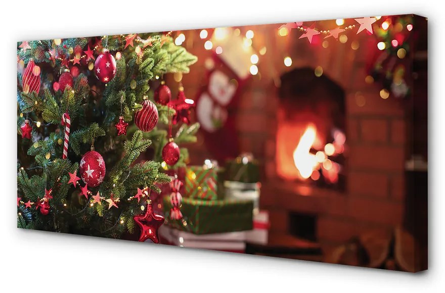 Obraz na plátne Ozdoby vianočný strom darčeky 125x50 cm