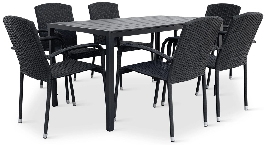 Noela Záhradný jedálenský set Viking L + 6x ratanová stolička Roma