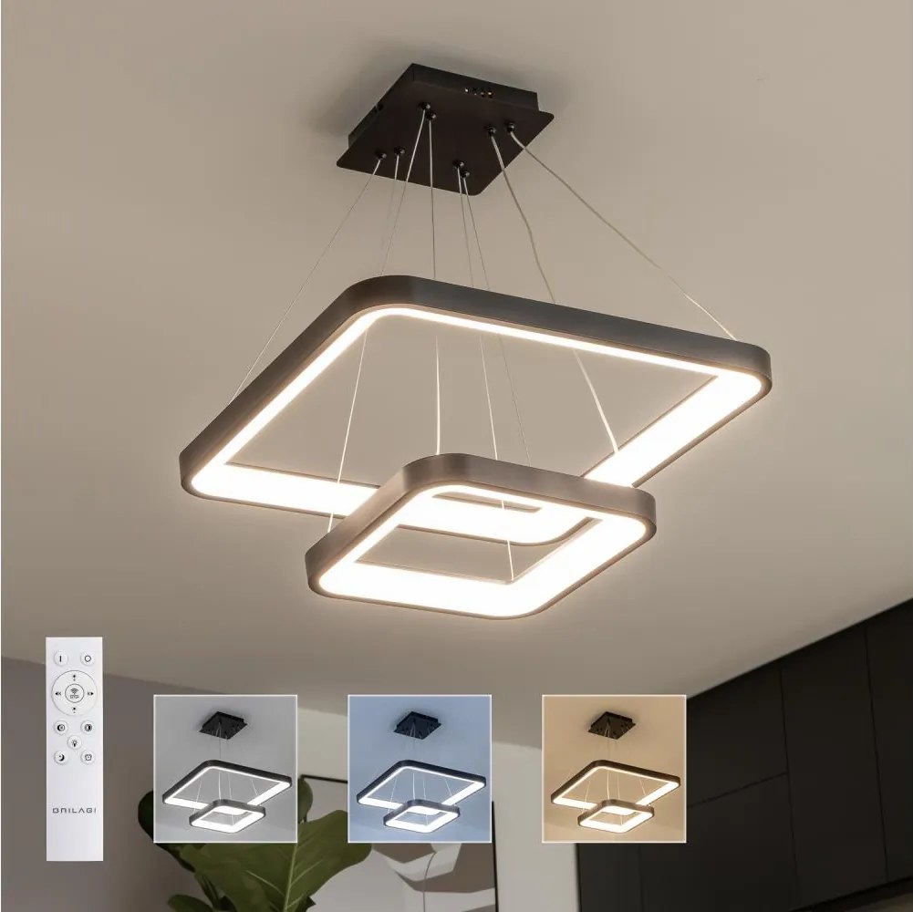 Brilagi - stmievateľný LED závesný luster na lanku FALCON SLIM LED/78W/230V 50x50 cm čierna + diaľkové ovládanie