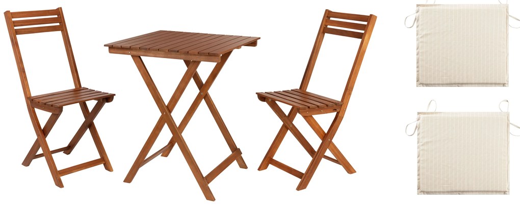 Livarno home Súprava balkónového nábytku Sevilla, 3-dielna + Obojstranný podsedák, 38 x 42 x 3 cm, krémový, 2 kusy  (800010859)