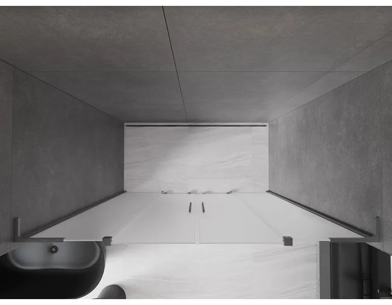 Mexen Velar L Duo, posuvné sprchové dvere do otvoru 200 cm, 8mm sklo námraza, grafit brúsený, 871-200-003-32-66