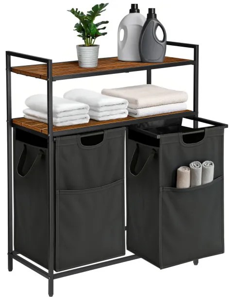 Kôš na bielizeň MIRUN 2-priehradkový sivý