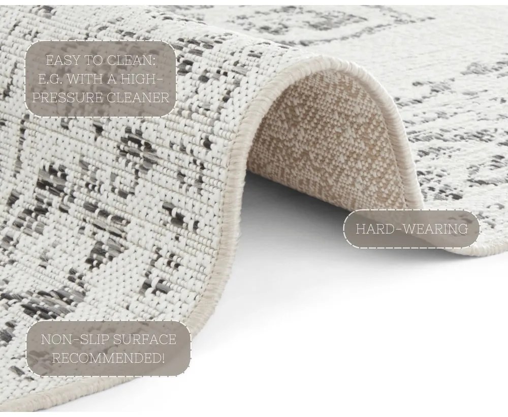 Sivo-krémový vonkajší koberec NORTHRUGS Tilos, 80 x 150 cm