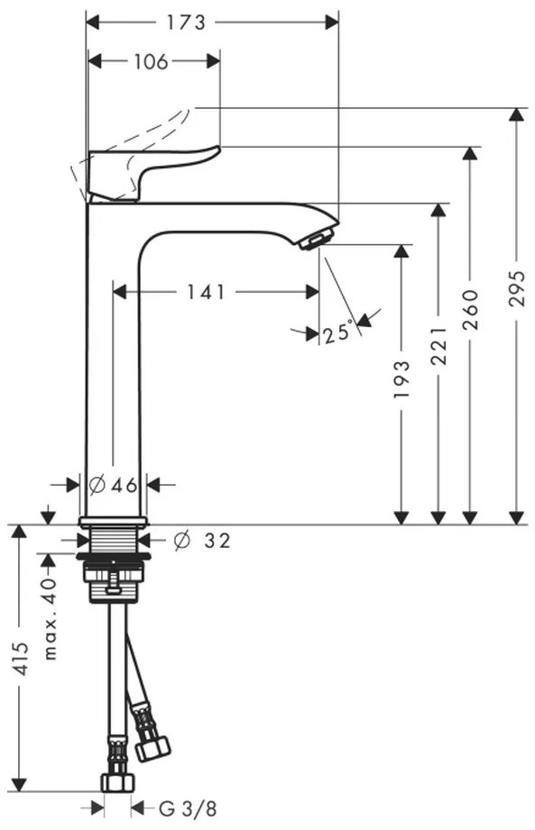 Hansgrohe Metris New, páková umývadlová batéria 200, chrómová, HAN-31185000