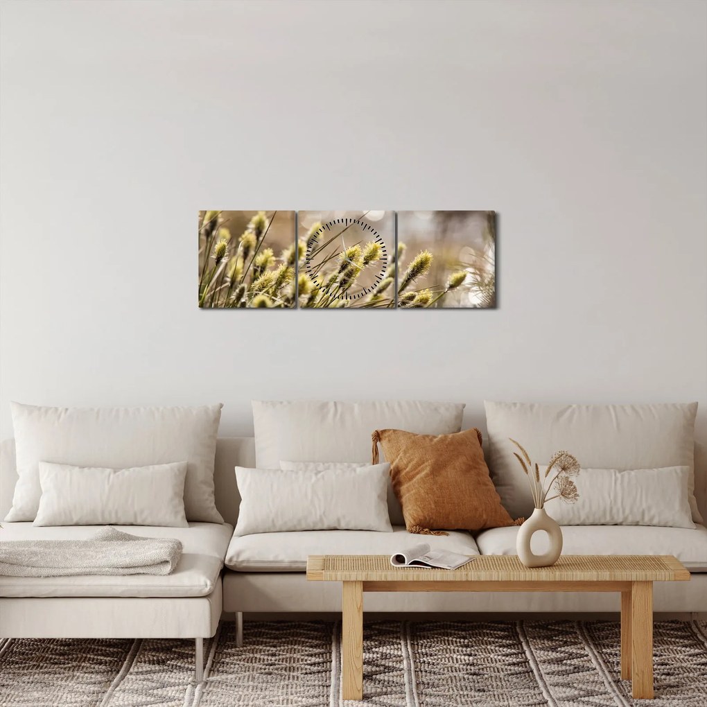 Obraz - Zeleň (s hodinami) (90x30 cm)