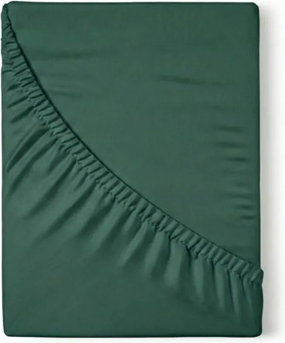 Kvalitex Saténové prestieradlo s gumou tmavozelená, 140 x 200 cm